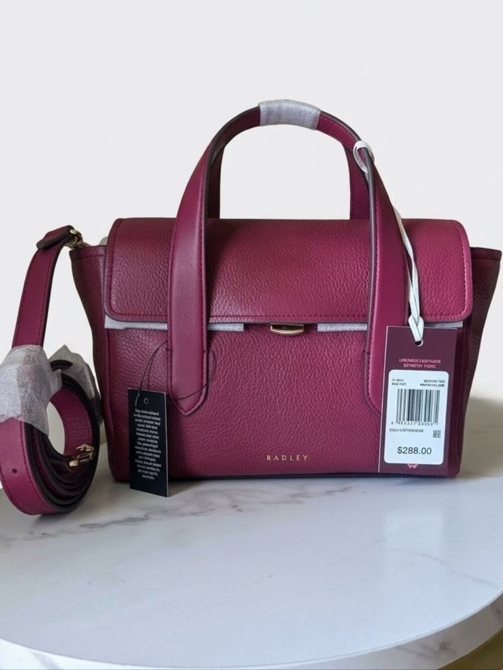 Radley London Mayfair Lane Medium Red / Burgundy Small Leather Flap Satchel NWT